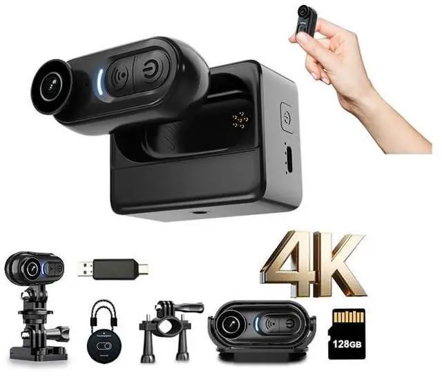 Main image of 4K Mini Body Camera 128GB, Thumb Size Action Body Cam, Wearable Sports Cameras,Hands-Free POV Recording, Helmet Mount, Magnetic Sport DV for Bike Cycling,for Vlogging Pet Walk Swim