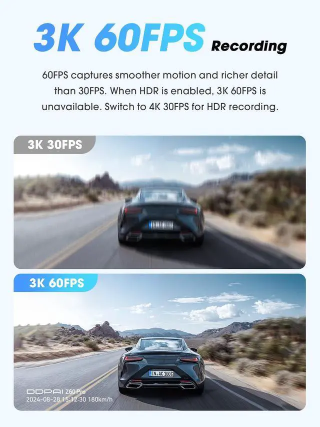 Alt view image 4 of 4 - 4K Dual Dash Cam Front and Rear, Dual STARVIS 2 IMX678 IMX662 Dashcam, Free 128G Card Included,Car Camera with 32G eMMC, 3K/60FPS, 5G WiFi GPS, 3" IPS, Night Vision, 24H Parking Mode, Z60 Pro