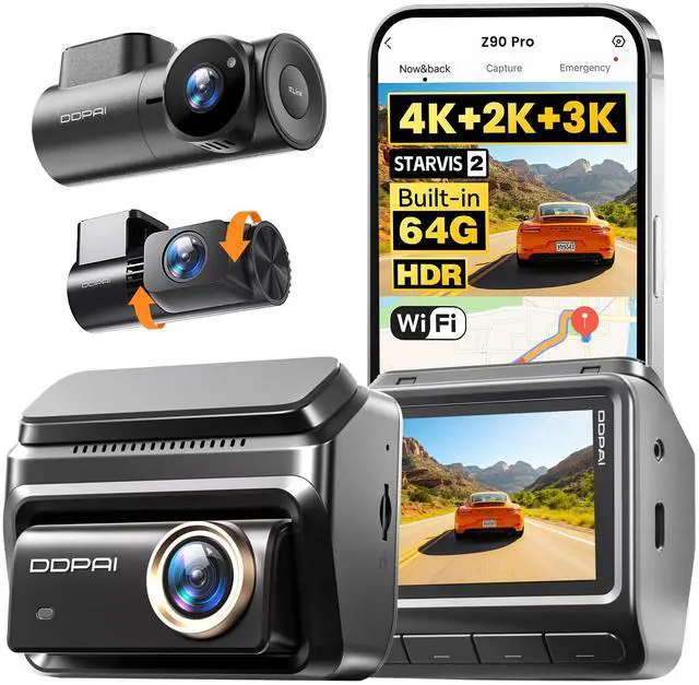 Main image of 3 Channel 4K HDR Dash Cam, STARVIS 2 IMX678, Dashcam for Cars with 128G eMMC, Front Inside and Rear Triple Car Camera with GPS, 3" IPS,ADAS,24H Parking Mode,Support 512GB,Z90 Pro 3CH