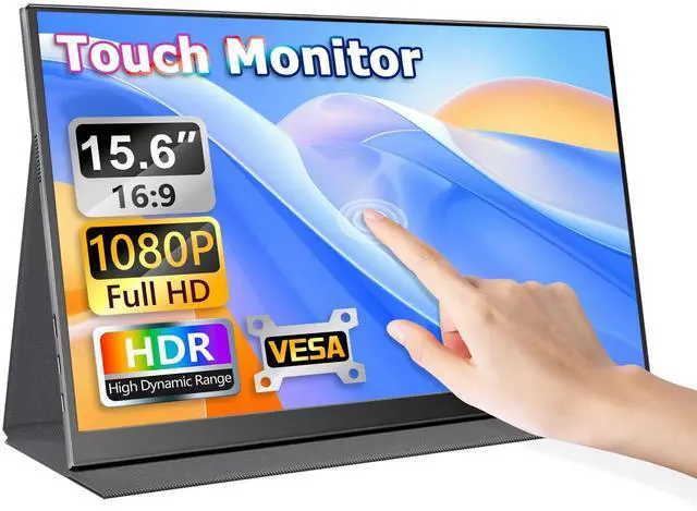 Main image of Portable Touch Monitor, 15.6-inch 10-Point Capacitive Touch, FHD 1080P Resolution, IPS Screen, Metal Casing, Compatible with PC/Laptop/Mac/Mobile Devices/PS4/PS5/Xbox/Switch