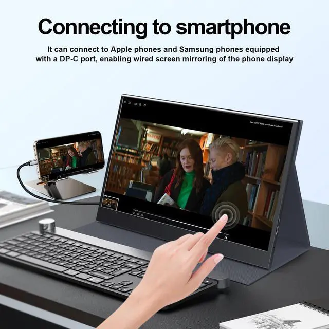 Alt view image 4 of 4 - Portable Touch Monitor, 15.6-inch 10-Point Capacitive Touch, FHD 1080P Resolution, IPS Screen, Metal Casing, Compatible with PC/Laptop/Mac/Mobile Devices/PS4/PS5/Xbox/Switch
