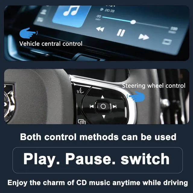 Alt view image 3 of 4 - Portable CD Player for Car, External USB Compact Disc Drive for Vehicles Without Built-in Audio, Advanced Anti-Skip & Resume Playback, Dual Connection for Road Trips, Black