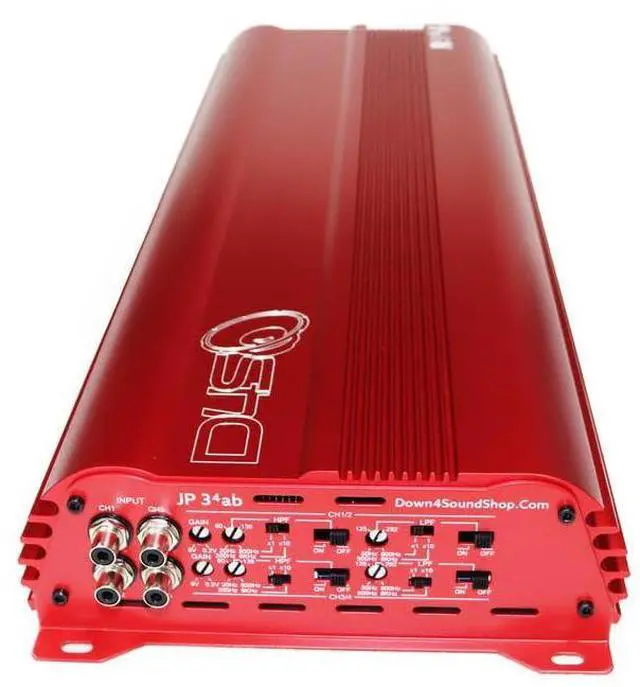 Alt view image 3 of 4 - JP34 AB RED 4 Channel Car Audio Amplifier | 590W RMS Class AB Power Amp | Car Stereo Speaker Amplifier | High-Performance Automotive Sound