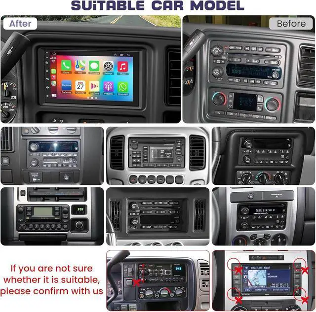 Alt view image 2 of 4 - 8 Core Android 15 Car Radio for Chevrolet Chevy Silverado 1500/2500/3500 2003-2006, Tahoe 2003-2006, GMC Sierra 2003-2006, Yukon 2004-2006, 7'' Stereo with Carplay&Android Auto|5G WiFi|1080P Camera