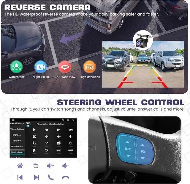 Alt view image 4 of 4 - 8 Core Android 15 Car Radio for Chevrolet Chevy Silverado 1500/2500/3500 2003-2006, Tahoe 2003-2006, GMC Sierra 2003-2006, Yukon 2004-2006, 7'' Stereo with Carplay&Android Auto|5G WiFi|1080P Camera