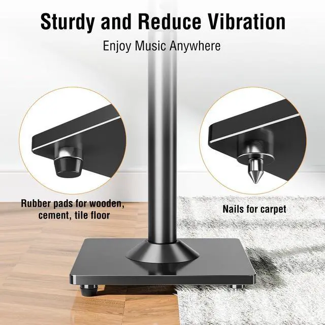 Alt view image 4 of 4 - Speaker Stands for Sonos Era 100 and Sonos One, One SL, Play:1, Height Adjustable 35"- 43.4" Speaker Stands Pair, Surround Sound Speaker Stand with Cable Management, 11 LBS Loading