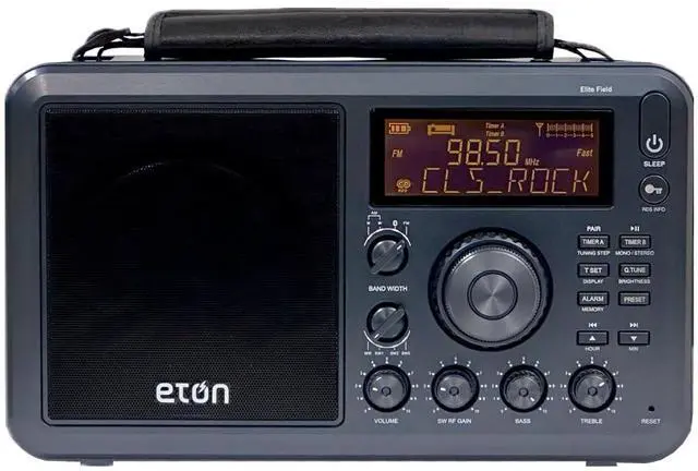 Main image of Elite Field Radio with AM/FM, Shortwave, RDS, Bluetooth, Digital Tuning, Treble/Bass Control, 50 Memory Stations, External Antenna, Rich LCD Display, Retro Tabletop Design | science-kits
