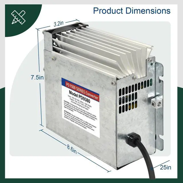 Alt view image 2 of 4 - PD9380 Power Converter replacement-9300 Series Converter,80Amp 120V to 12V RV Converter Charger for RV Camper Caravans Trailer Battery,1300W