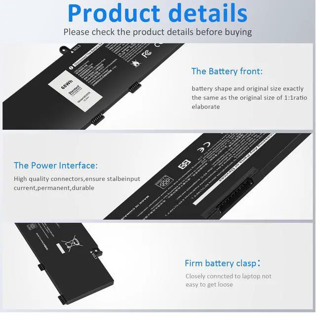 Alt view image 4 of 4 - (15.2V 68Wh) MV07R Laptop Battery Replacement for Dell G3 15 3500 3590 3700 3790 G5 15 5500 5505 SE Series Notebook 0415CG 72WGV 072WGV W5W19 0W5W19 JJRRD 0JJRRD 266J9 M4GWP 0M4GWP PN1VN 0PN1VN C9VNH