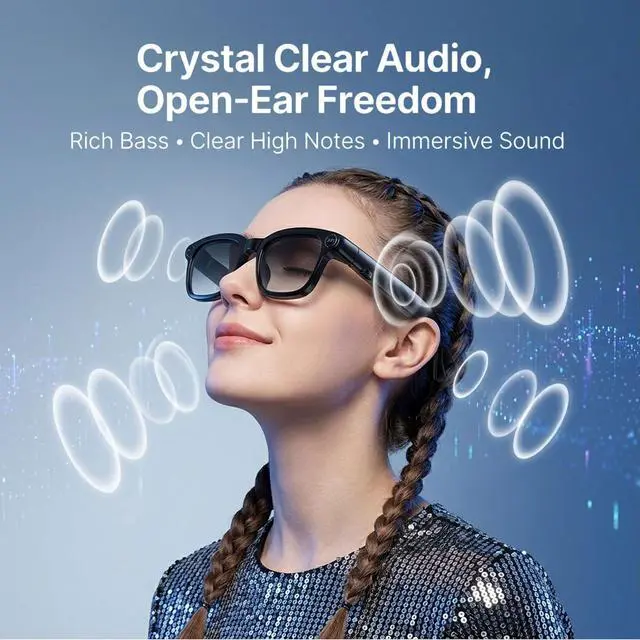 Alt view image 2 of 4 - AI Smart Camera Glasses, 1080P HD POV Video Recording and Translator, Object Recognition, Bluetooth Audio for Music Calls, 290mAh Battery, Photochromic Lenses for Vlog, Travel and Work