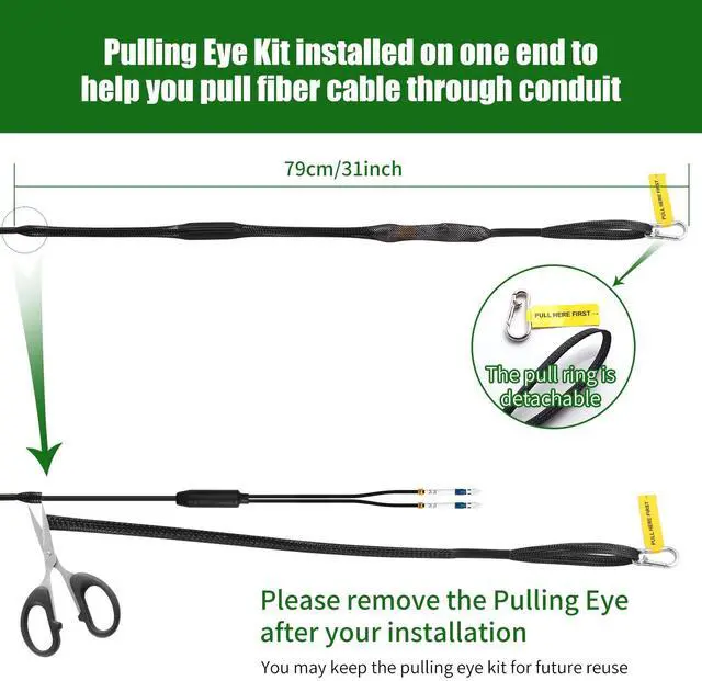 Alt view image 3 of 4 - 100M(328ft) Outdoor Armored OS2 LC to LC Fiber Patch Cable,SM Single Mode Duplex 9/125um Direct Burial Fiber Optic Jumper Cord,Industrial TPU OD-5mm with Pulling Eye Kit Installed on one end