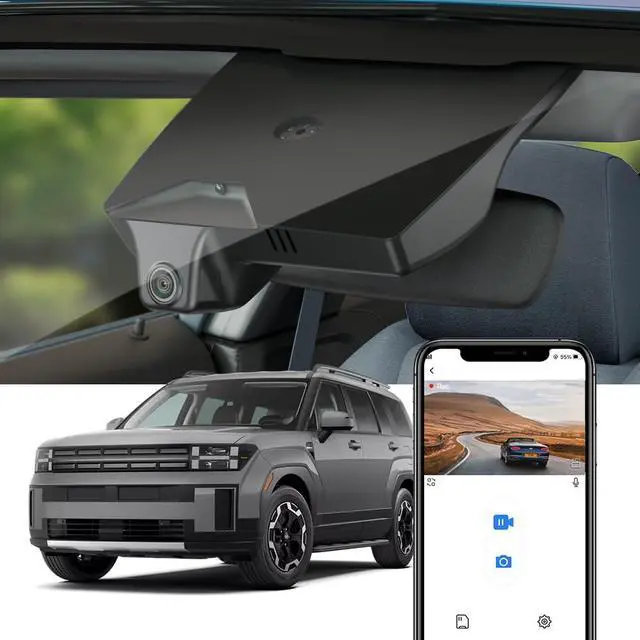 Main image of 4K Dash Cam Suitable for Hyundai Santa Fe 2024-2026 (Part No#P6000), OEM Factory Look, UHD 2160P Video, Built-in WiFi & APP, Loop Recording, G-Sensor, Plug & Play, 64GB Card