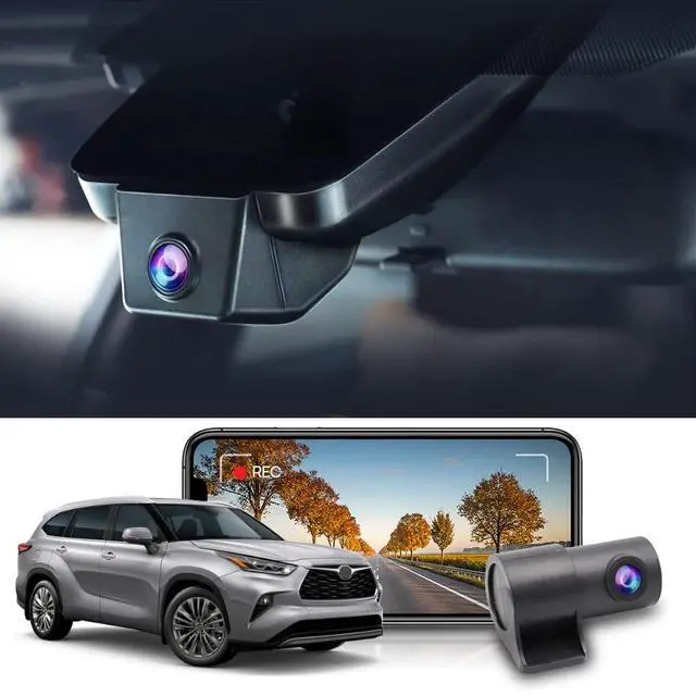 Main image of Front 4K+Rear 1080P Dash Cam Adapts for Toyota Highlander 2020-2026 & Hybrid (Gen4/UX70), Integrated OEM Look, Dual HD Video, WiFi & APP, Loop Recording, G-Sensor, Easy to Use, 128GB Card