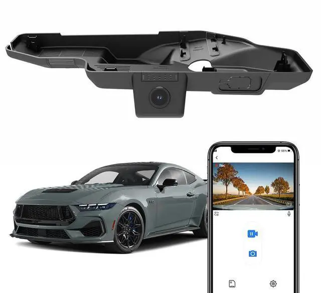 Main image of 4K Dash Cam Compatible with Ford Mustang 2024 2025 Ecoboost GT Premium Dark Horse, Integrated OEM Look, UHD 2160P Video, Loop Recording, Built-in WiFi & APP, G-Sensor, Plug & Play, 64GB Card