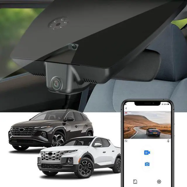 Main image of 4K Dash Cam Adapts for Hyundai Santa Cruz & Tucson 2022-2026 (Part NO#N9000), OEM Factory Look, UHD 2160P Video, Built-in WiFi & APP, Loop Recording, G-Sensor, Easy to Install, 64GB Card