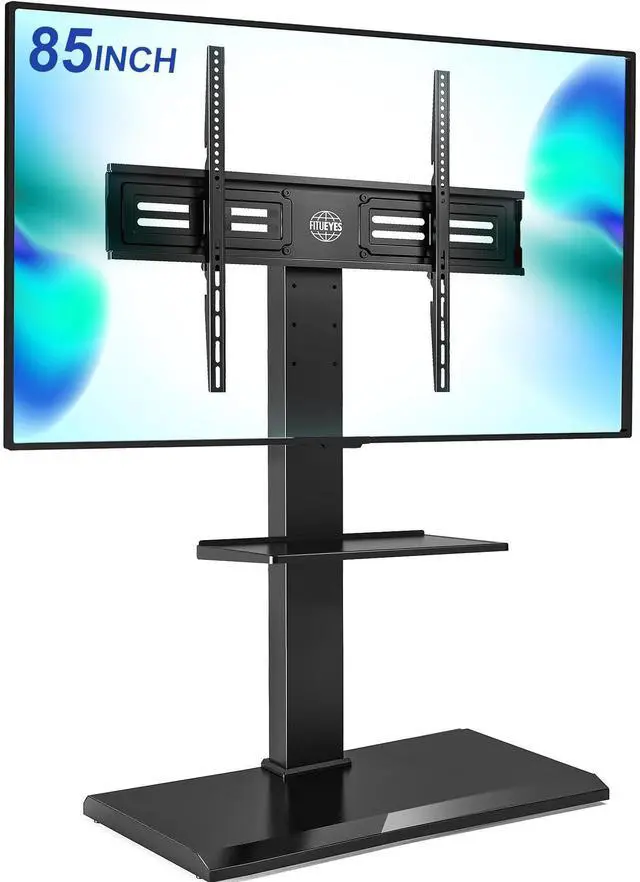 Main image of Floor TV Stand Iron Base with Swivel Mount for 50-85 Inch Large LCD/LED TVs Adjustable Shelf Tall Corner TV Stands for Bedroom and Living Room Hold Up to 110 lbs Black
