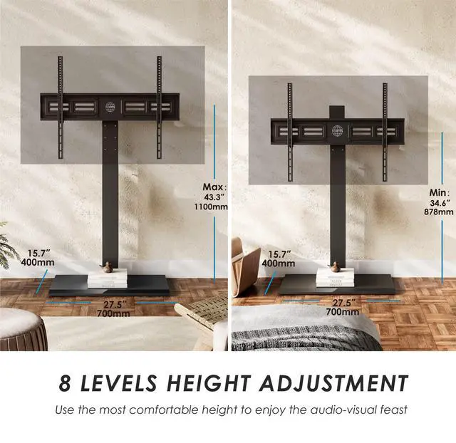 Alt view image 4 of 4 - Iron Base Universal Floor TV Stand with Swivel Mount Space Saving for 50-85 Inch LED LCD Plasma Flat or Curved Screen TVs Height Adjustable Cable Management