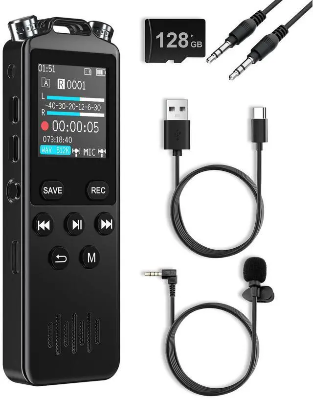 Main image of 160GB Digital Voice Recorder with Playback,1536Kbps HD Stereo Audio Recorder Device for Musicians, Podcasters, Filmmakers & Content Creators,Voice Activated Recorder with Dual Microphones,Rechargeable