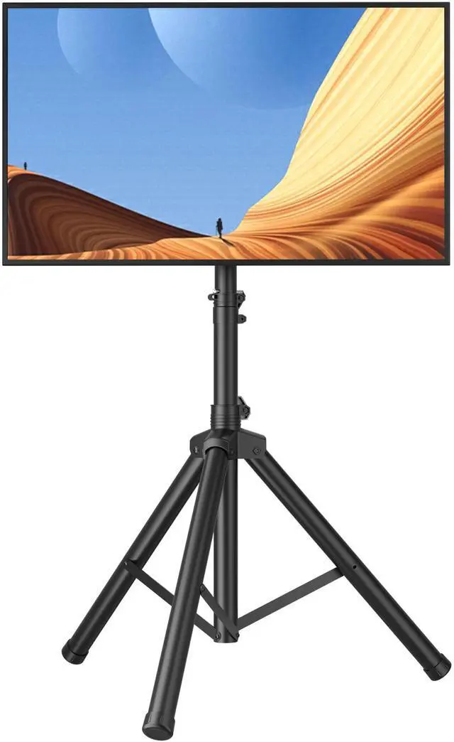 Main image of Tripod Portable Floor TV Stand,Foldable Stand Height Adjustable for Portable Display Floor TV Stand 26-65" Flat Screen/Curved TVs, Holds Up to 77lbs
