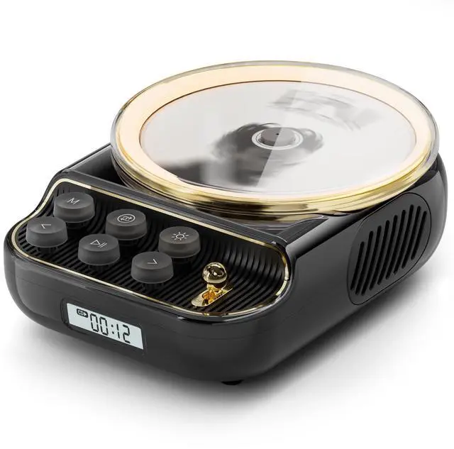 Main image of 4 in 1 Retro Portable CD Players with Bluetooth Speakers, FM Radio, Night Light, LCD Display, 4000 mAh Battery, Vintage Radio Built in Dual Speakers Supports USB/AUX/Type-C for Home (Black)