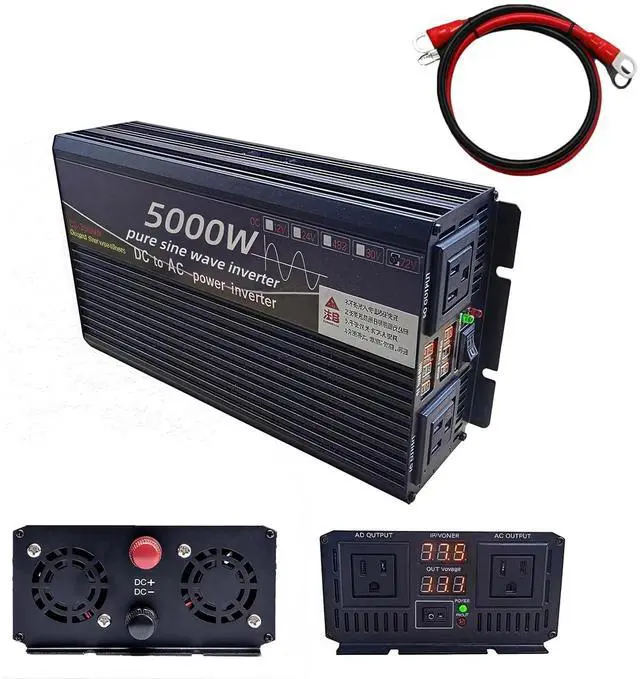 Main image of 5000W Power Inverter 24V DC to 110V AC Converter with LED Display Dual AC Outlets Dual Fans Radiating for RV, Camp, Boat and Home Emergency Portable Pure Sine Wave Inverter (LED Screen, 5000W 24V)