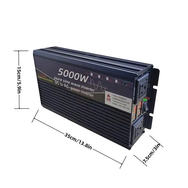 Alt view image 2 of 4 - 5000W Power Inverter 24V DC to 110V AC Converter with LED Display Dual AC Outlets Dual Fans Radiating for RV, Camp, Boat and Home Emergency Portable Pure Sine Wave Inverter (LED Screen, 5000W 24V)