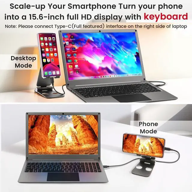 Alt view image 3 of 4 - Portable Monitor with Keyboard, 15.6 Inch Lapdock Display with 6000mah Built-in Battery,CrowView Note 1080P FHD USB C Monitors with RPi5 Adapters Compatible with RPi5, PC, Phone, Mac, Game Console