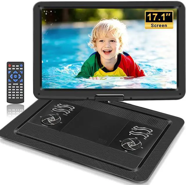 Main image of 19.6" Portable DVD Player with 17.1" Extra Large HD Swivel Screen, 5000mAh Battery, 5-6 Hours Playback, Supports USB/SD Card/Sync TV, Region Free, High Volume Speakers, Black
