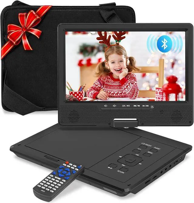 Main image of 12.5" Portable DVD Player, Bluetooth Headrest Video Players with 10.1" Swivel Screen, 5 Hours Rechargeable Battery, DVD Player for car, Regions Free, Car DVD Player Supports SD/USB/Sync TV