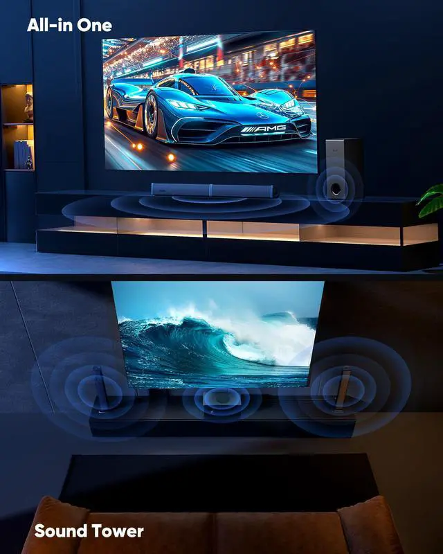 Alt view image 3 of 4 - Sound Bar for Smart TV 2.1CH 190W Peak Power Soundbar with Subwoofer Detachable 2-in-1 BT 5.4 Surround Sound System 12L Deep Bass for PC Game with HD-ARC/Opt/USB/AUX Home Theater