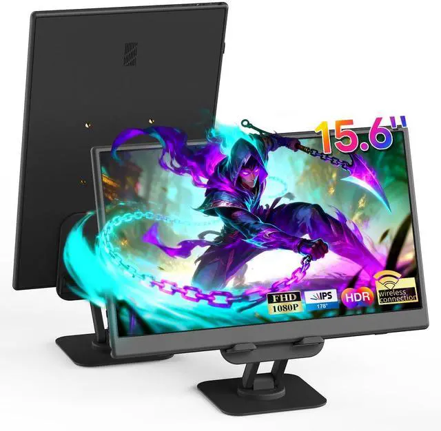 Main image of Wireless Portable Monitor, 15.6" 1080p FHD 60Hz Wireless Monitor for Laptop with Auto Rotation, Second Travel Portable Screen for PS4/5/Switch/MAC/Phone