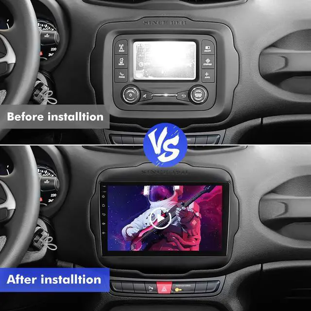 Alt view image 3 of 4 - 9 Inch IPS Touchscreen Android 14 Car Stereo for Jeep Renegade 2015-2020 with Wireless CarPlay & Android Auto 4+64GB Car Radio, Support WiFi 6, Bluetooth,5.4, Backup Camera, SWC