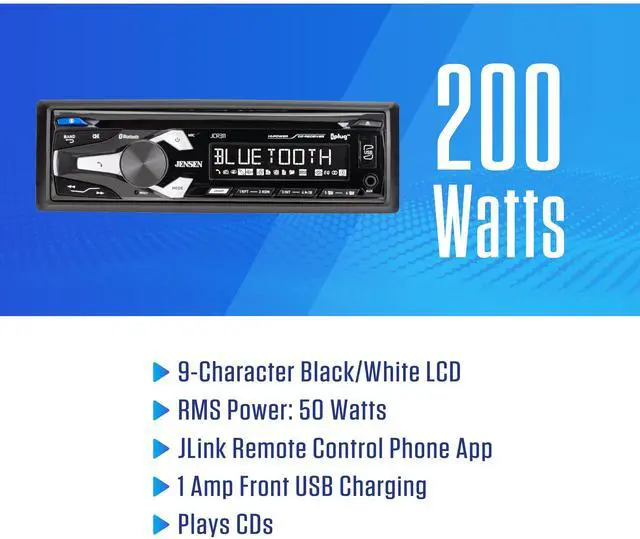 Alt view image 2 of 4 - JCR311 10-Character LCD Single DIN Car Stereo with CD Player | Bluetooth Hands Free Calling & Music Streaming | Push to Talk Assistant | AM/FM Radio | USB Playback & Charging