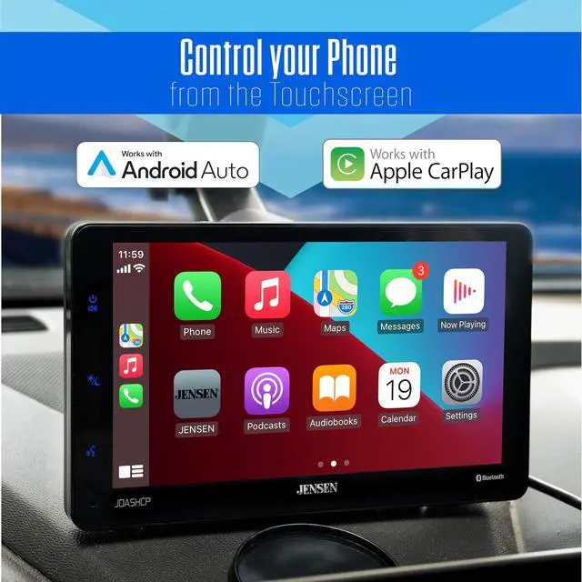 Alt view image 2 of 4 - JDASHCP 7-inch Portable Wireless Apple CarPlay Android Auto Car Stereo Screen | Dash & Windshield Mount Options | Bluetooth Hands Free Calling & Music Streaming | Car Truck RV EV Tesla