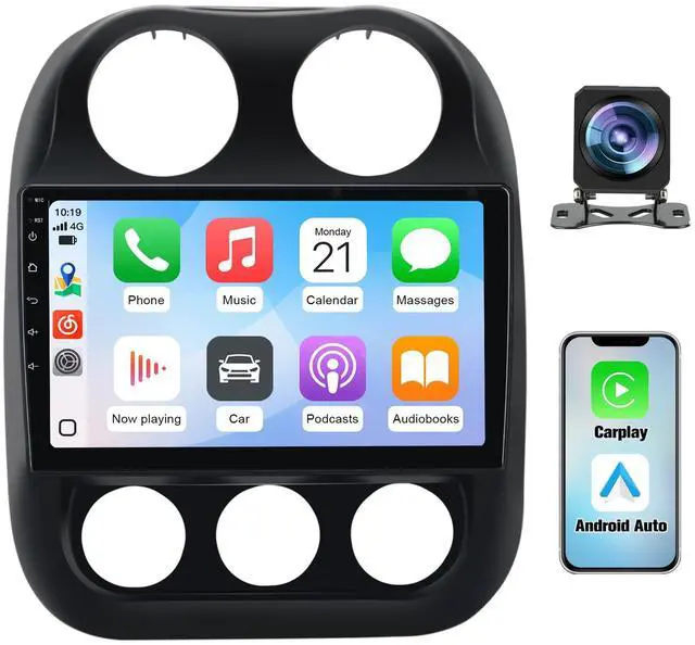 Main image of 4G+64G 10 inch Touch Screen Car Radio Stereo for Jeep Compass Patriot 2010-2016 Android 13 CarPlay Android Auto Bluetooth with GPS Navigation