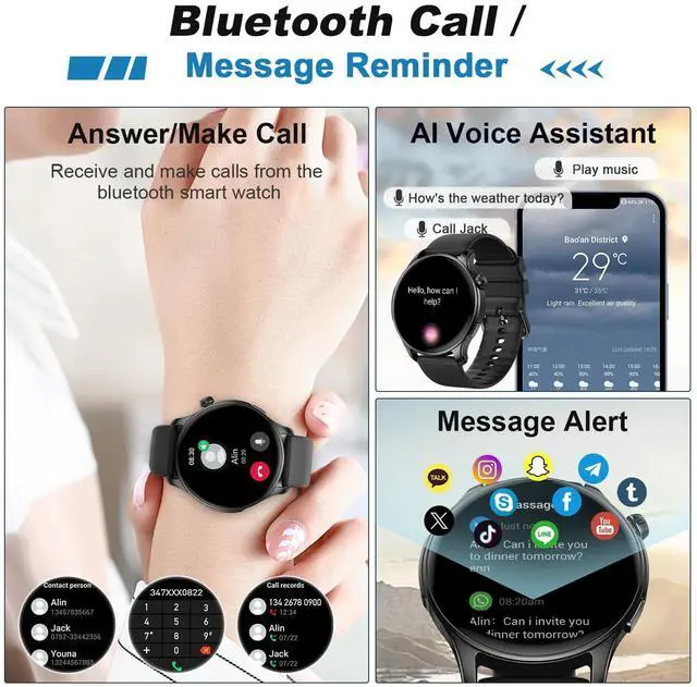 Alt view image 2 of 4 - Smart Watch for Men Women Fitness: Waterproof Make Answer Call Digital Mens Watches Running Pedometer Step Tracker Smartwatch Android Phone iPhone Samsung Compatible Sleep SpO2 Heart Rate Monitor