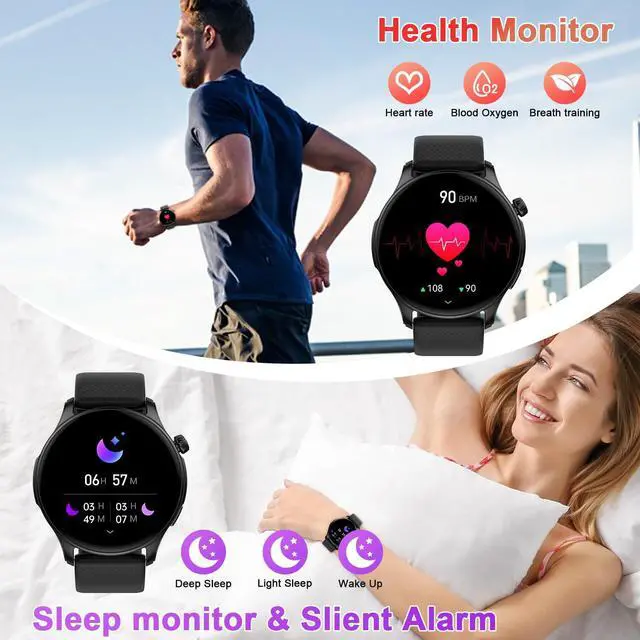 Alt view image 3 of 4 - Smart Watch for Men Women Fitness: Waterproof Make Answer Call Digital Mens Watches Running Pedometer Step Tracker Smartwatch Android Phone iPhone Samsung Compatible Sleep SpO2 Heart Rate Monitor