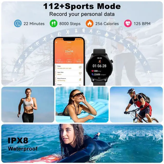 Alt view image 4 of 4 - Smart Watch for Men Women Fitness: Waterproof Make Answer Call Digital Mens Watches Running Pedometer Step Tracker Smartwatch Android Phone iPhone Samsung Compatible Sleep SpO2 Heart Rate Monitor