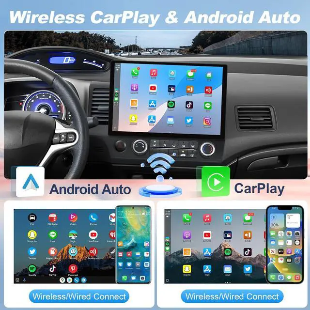 Alt view image 3 of 4 - 13.1'' 2K Car Radio for Honda Civic 2006-2011 with Wireless Carplay Android Auto, 8 Core 4+64G Radio for Honda Civic GPS Navigation AHD Backup Camera FM RDS Radio Receiver EQ SWC