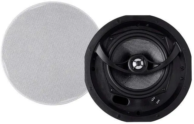 Main image of Alpha 2-Way Ceiling Speakers - 6.5 Inch (Pair) Carbon Fiber, Paintable Magnetic Grille, Louder with Less Power,BLACK/WHITE