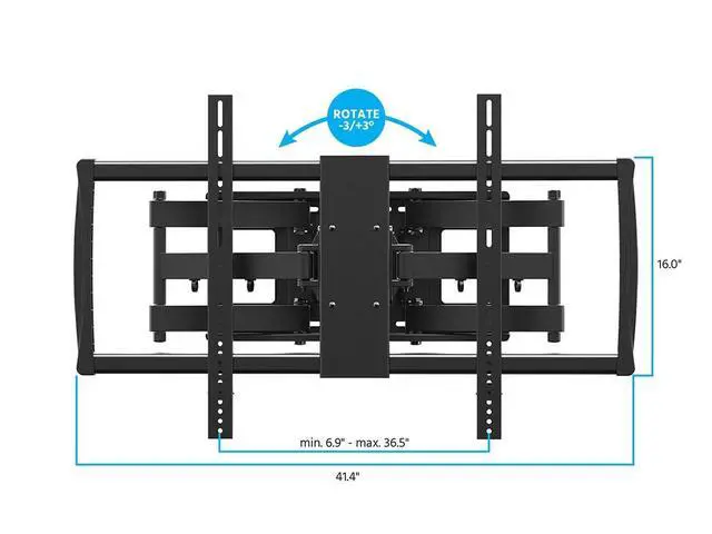 Alt view image 3 of 4 - Stable Series Full-Motion Articulating TV Wall Mount Bracket for TVs 60in to 100in Max Weight 176 lbs Extends from 2.8in to 24.6in VESA Up to 600x900 Concrete & Brick UL Certified Black
