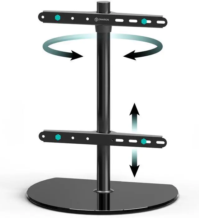 Main image of Universal TV Stand for 32-65 Inch Screen up to 77 lbs, Height Adjustable, Swivel TV Stand Pedestal, VESA 100x100-400x400, Table Top TV Mount Stand with Tempered Glass Base Black