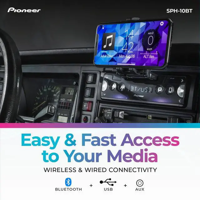 Alt view image 3 of 4 - SPH-10BT 1-Din Smart Sync Receiver Bluetooth, Smartphone Mount, Color Change, USB, FLAC, Voice Control, 50W x 4 Output, 13-Band EQ, AM/FM Radio, Front, Rear/SW Selectable RCA Preout
