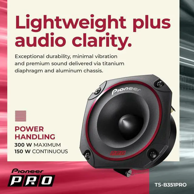 Alt view image 4 of 4 - P.R.O. Series TS-B351PRO 3.5 Tweeters (Pair) 250W Max, Perfect for high-SPL Builds and pro-Level car Audio, Bullet Style Tweeter
