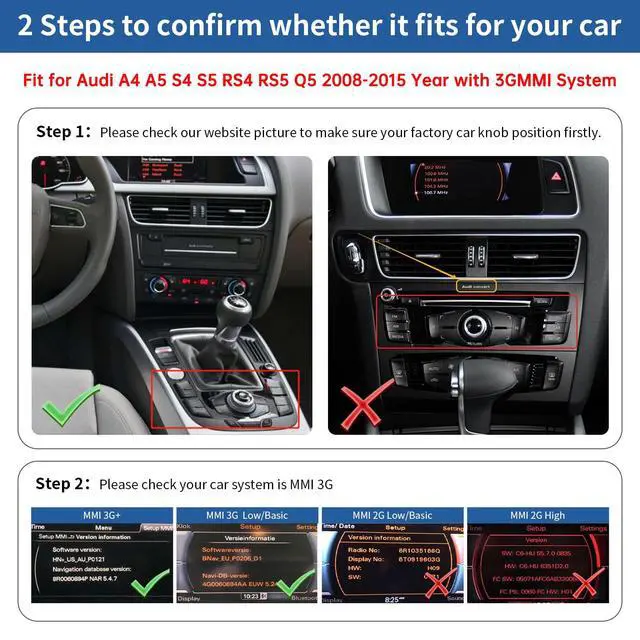 Alt view image 2 of 4 - Wireless CarPlay Android Auto Retrofit Kit for Audi A4 A5 S4 S5 RS4 RS5 Q5 (2008-2015) with 3G MMI System, CarPlay Interface Decoder Box Upgrade, Support MirrorLink, Siri, Navigation