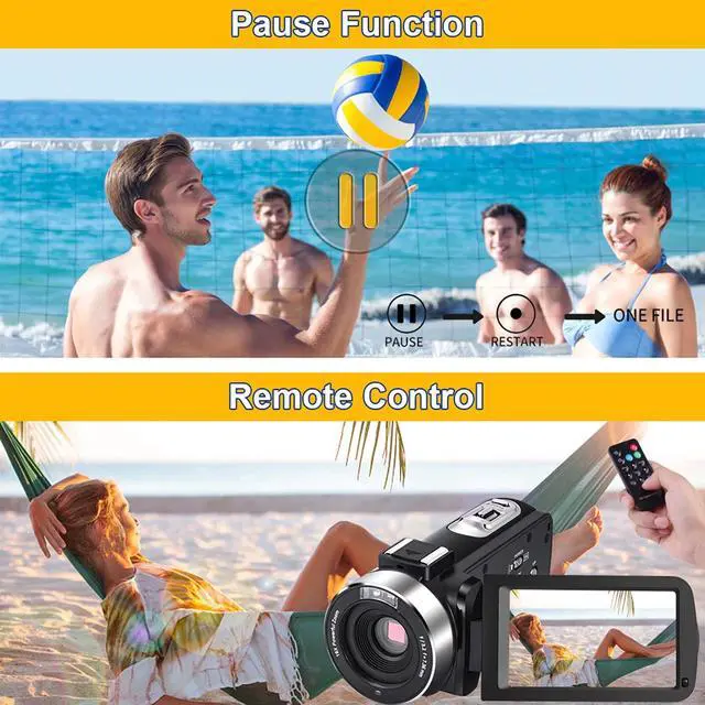 Alt view image 4 of 4 - Video Camera Camcorder Full HD 1080P 30FPS 24.0 MP IR Night Vision Vlogging Camera Recorder 3.0 Inch IPS Screen 16X Zoom Camcorders Remote Control with 2 Batteries