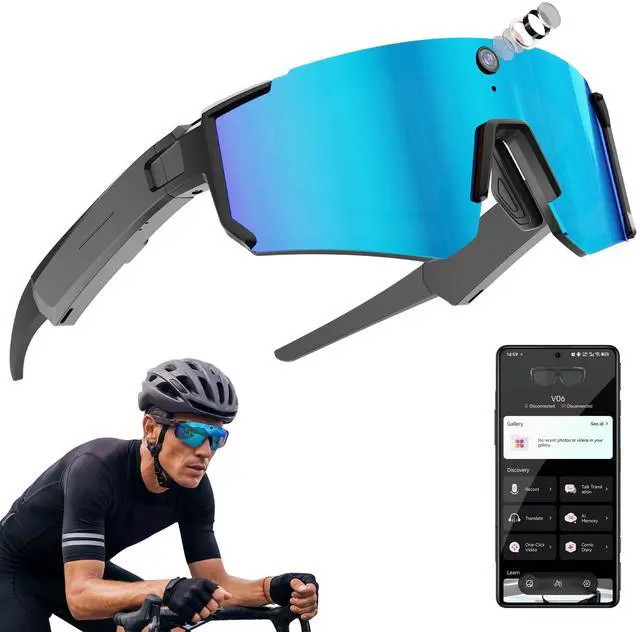 Main image of Sport AI Smart Glasses with Camera and EIS Stabilization, Bluetooth 8MP HD Camera 1200P Video Recording, AI Voice Assistant Photo Recognition, Real-Time Translation, Polarized Lenses Sunglasses