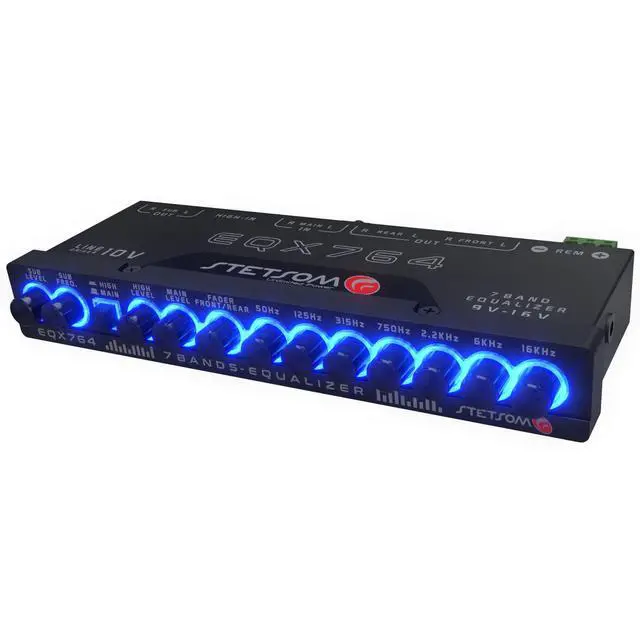 Alt view image 4 of 4 - EQX764-7 Band Equalizer, Pre-Amp Car Audio Graphic Equalizer with 4 Inputs (RCA & High) 6 Outputs, 10v Line Driver to Avoid Noise and Dedicated Sub Controls (Level & Frequency)