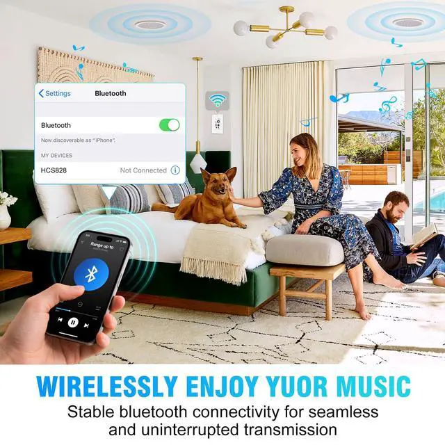 Alt view image 3 of 4 - 4" Bluetooth Ceiling Speaker with A 4-Channel Wall Amplifier,480W Max Power Output Pair - Perfect for Clear Sound in Living Room, Office, Kitchen, Basement & Covered Patio (4 Speakers)