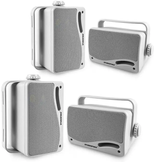 Main image of 3.5" Outdoor Bluetooth Speakers Wired Waterproof, 400W 3 Way Upgrade Premium Wall Mount Speakers, Durable Mountable Loud Sound System for Patio Indoor Deck Garage (White 2 Pairs)